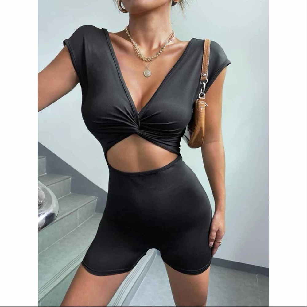 Backless unitard romper